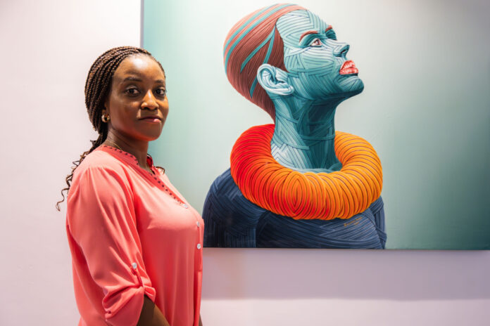Nigerian Visual Artist Olawunmi Banjo And One Of Her Artworks Themed ‘the Wait Scaled.jpeg