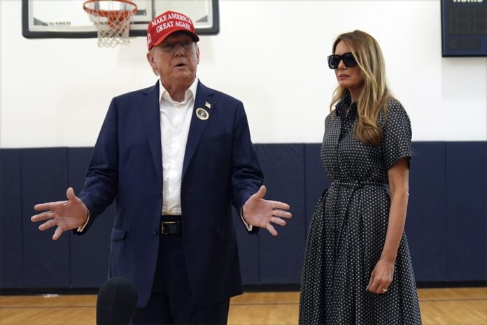 Donald Trump and Melania Trump casting their ballots in Palm Beach, Florida.